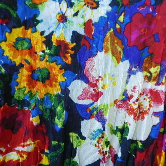 Alice & Olivia Matilda Dress Mini Vibrant Floral Bouquet Silk Boat Neck Pleated - Picture 9 of 14